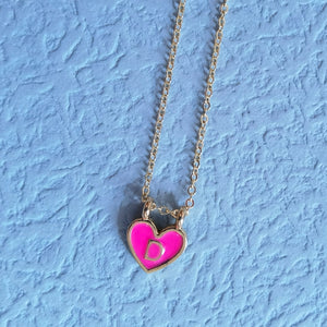 Enamel Heart Initial Necklace