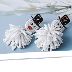 Crystal & Beaded Snowman Earrings