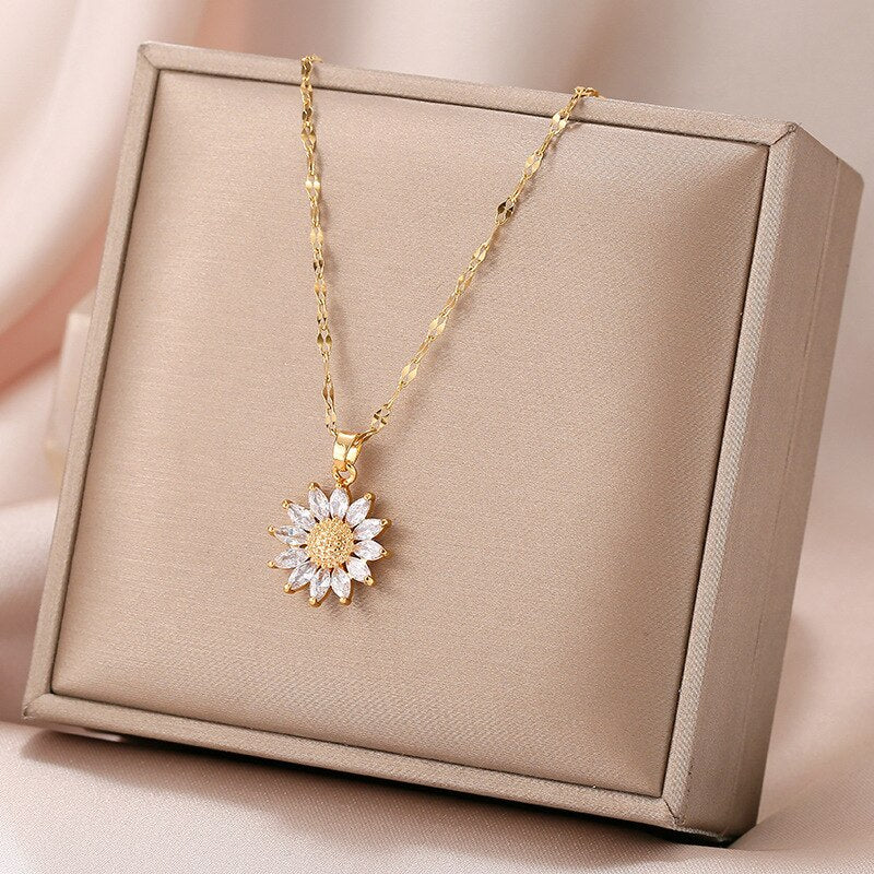 Gold Plated Sunflower Necklace