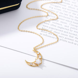 Moon and Star Crystal Necklace