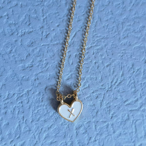 Enamel Heart Initial Necklace