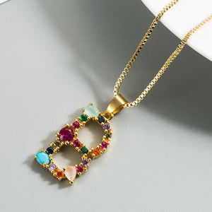 Colorful Crystal Initial Necklace