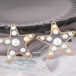 Load image into Gallery viewer, Geometric Gold Pearl Stud Earrings
