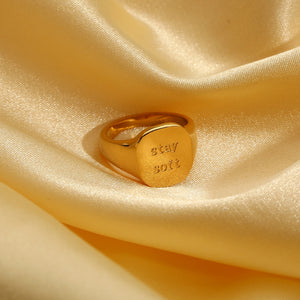 Engraved Words Square Ring