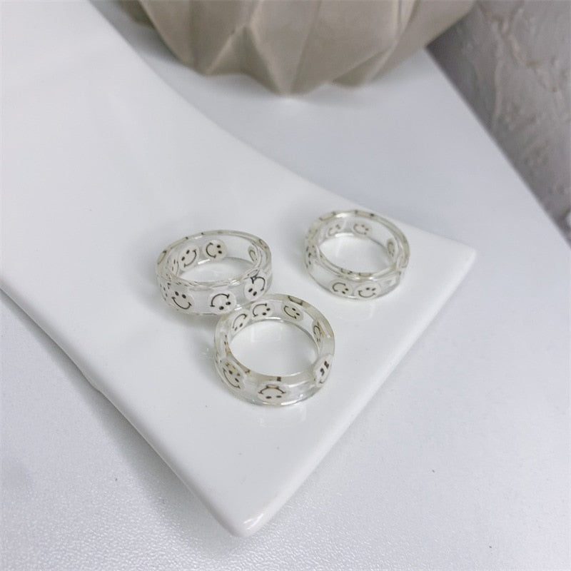 Transparent Acrylic Smiley Ring