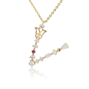 Crystal Butterfly Initial Letter Necklace