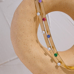 Rainbow Crystal Collar Necklace