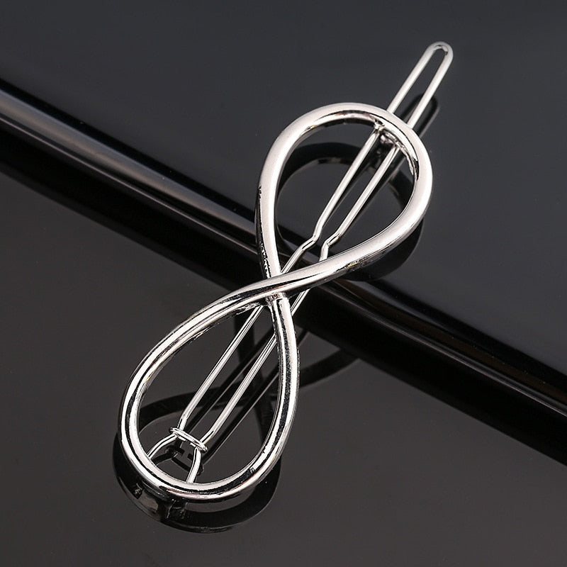 Silver Metal Geometric Hairpin