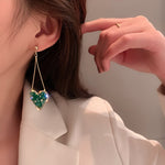 Load image into Gallery viewer, Green Heart-shaped Drop Earrings
