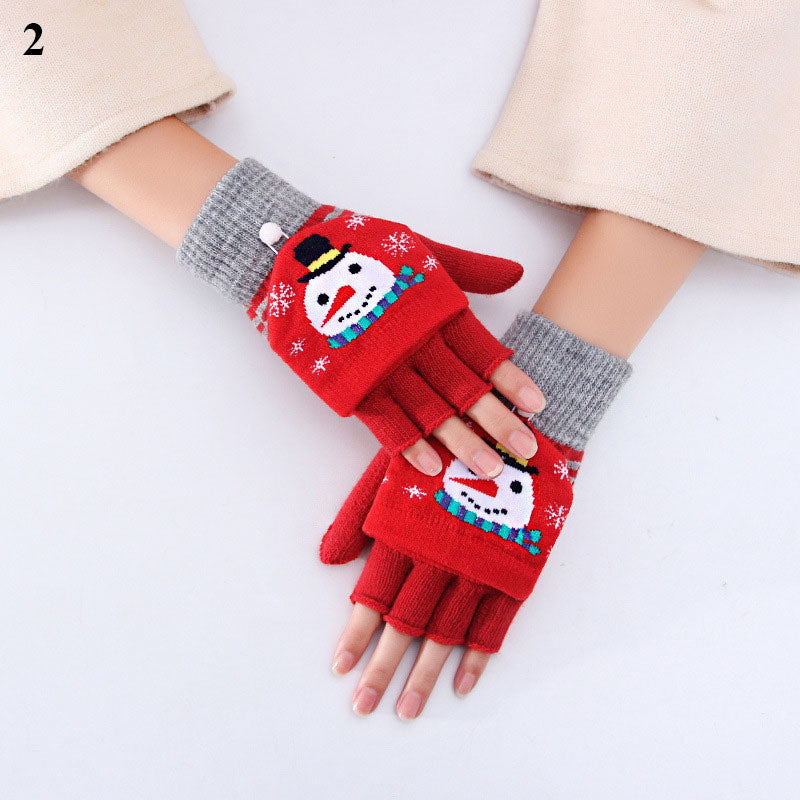 Knitted Fingerless Christmas Gloves