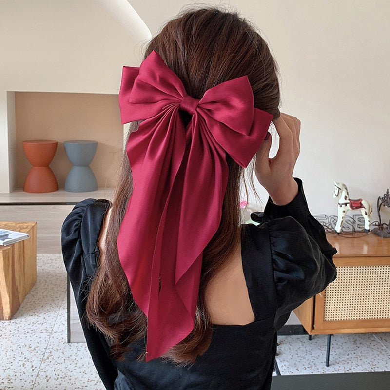 Long Satin Hair Bow