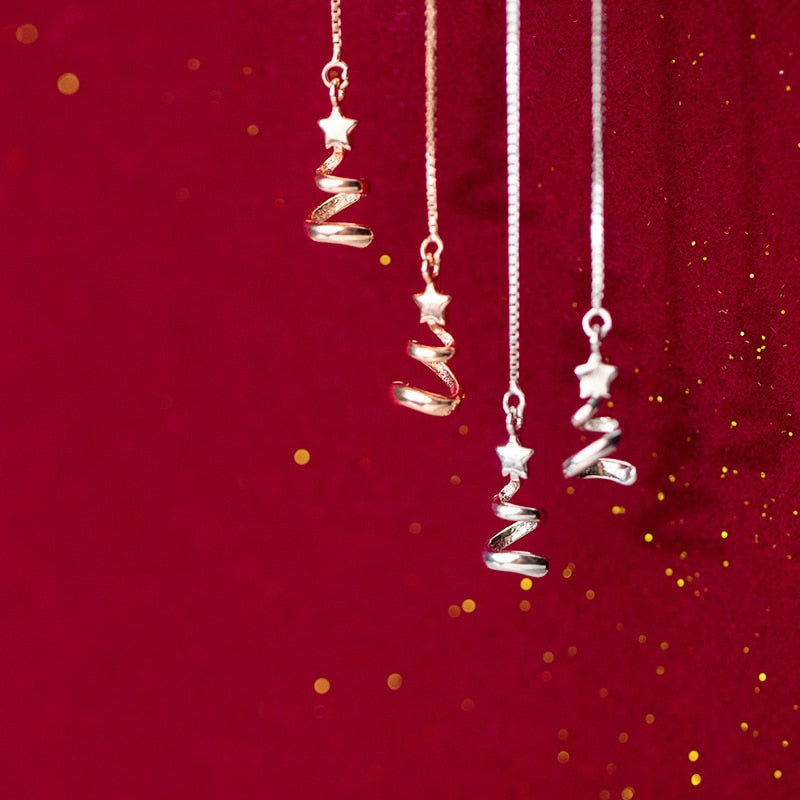 Christmas Tree Swirl Drop Earrings