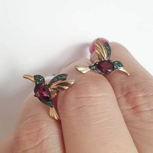 Colorful Hummingbird Drop Earrings