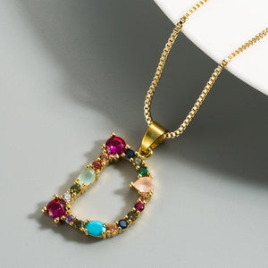 Colorful Crystal Initial Necklace