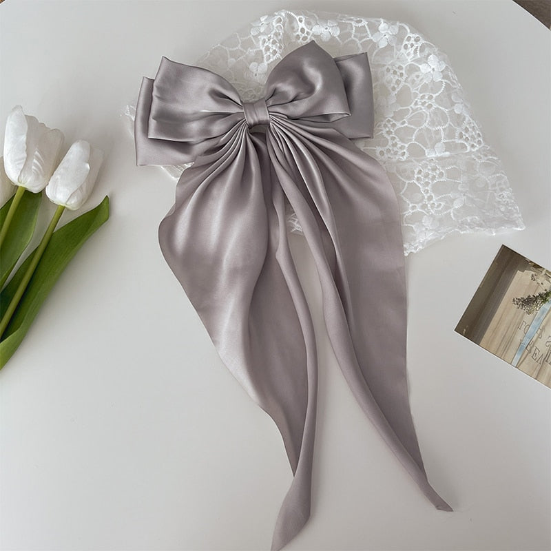 Long Satin Hair Bow