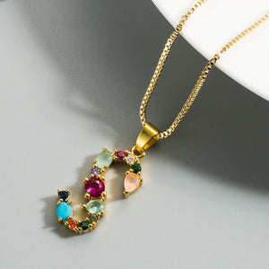 Colorful Crystal Initial Necklace