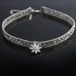 Load image into Gallery viewer, Crystal Flower Pendant Choker
