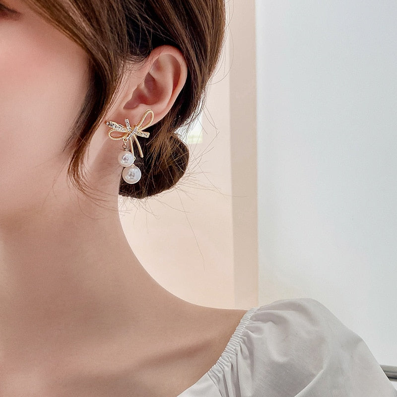 Elegant Pearl Bow Earrings – Ever Adorned
