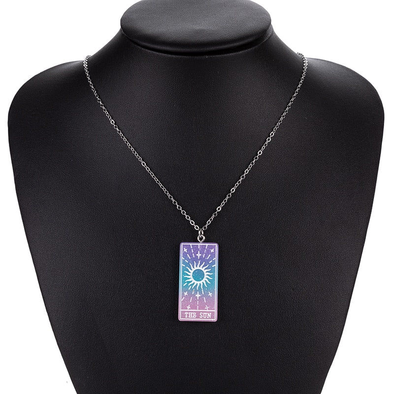 Multicolor Sun Tarot Resin Necklace