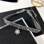 Load image into Gallery viewer, Crystal Flower Pendant Choker
