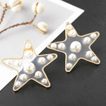 Load image into Gallery viewer, Geometric Gold Pearl Stud Earrings
