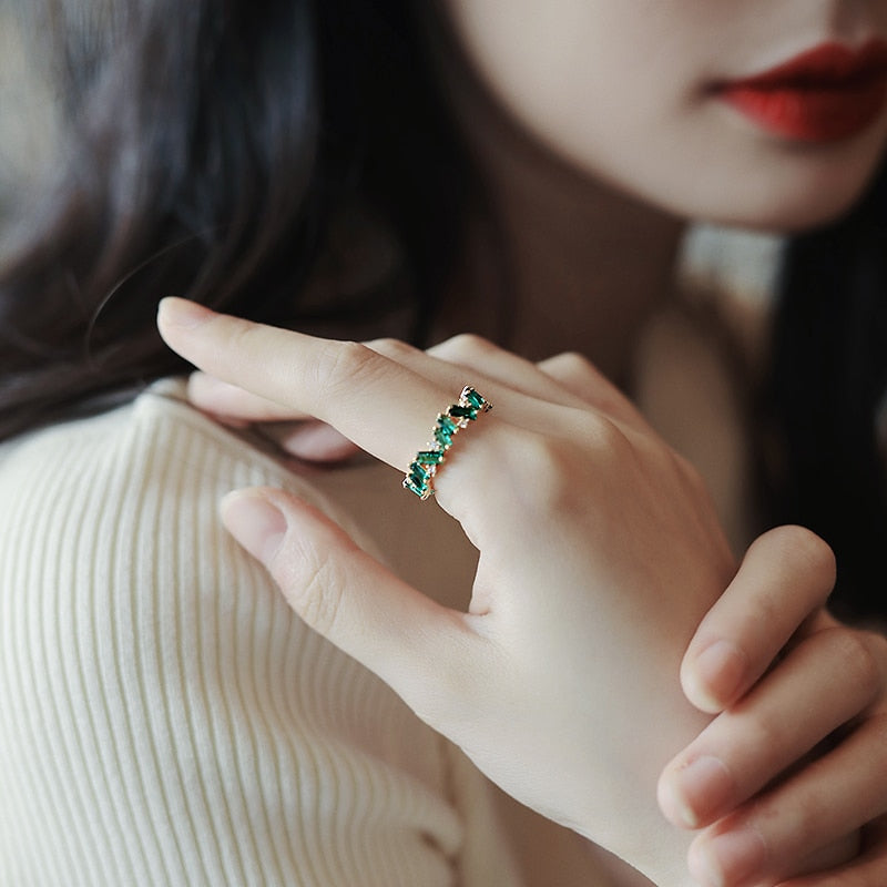 Luxury Green Baguette Ring