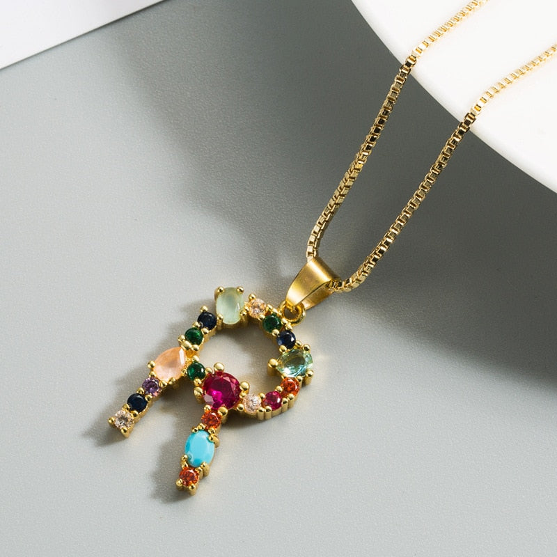 Colorful Crystal Initial Necklace