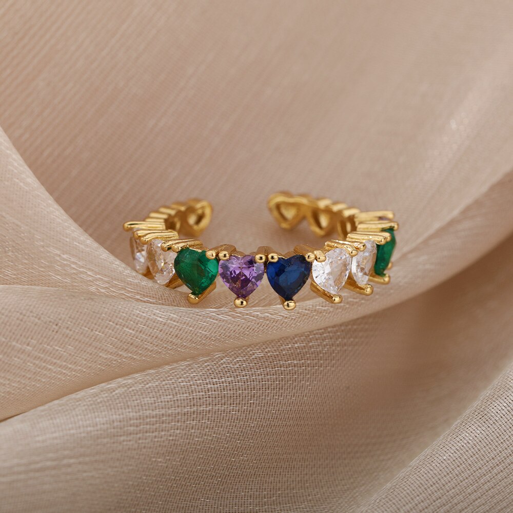 Line of Hearts Ring