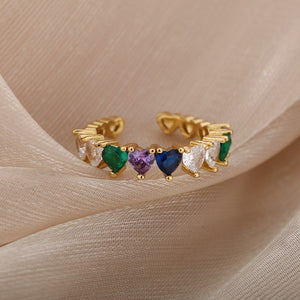 Line of Hearts Ring