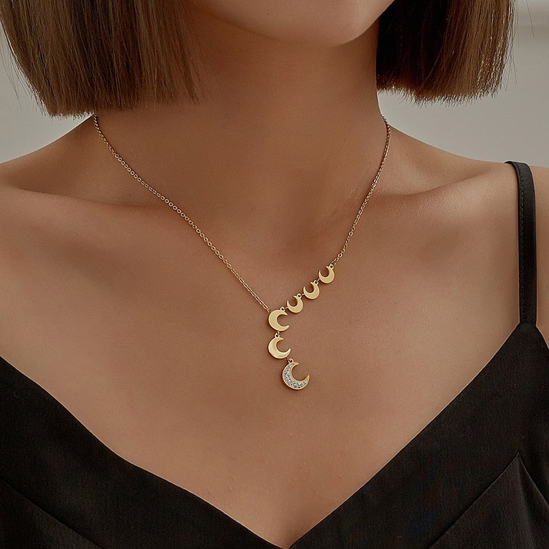 Cascading Crescent Moons Necklace