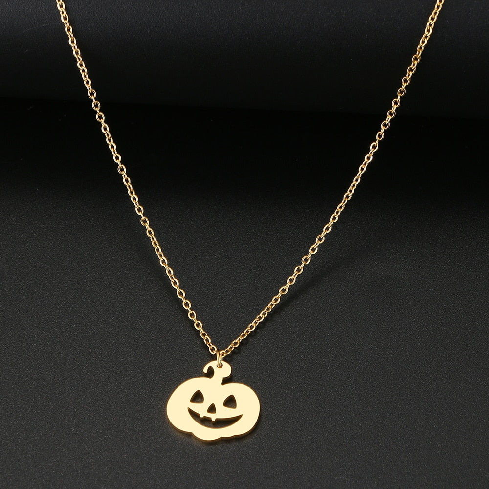 Jack O' Lantern Dainty Pendant Necklace