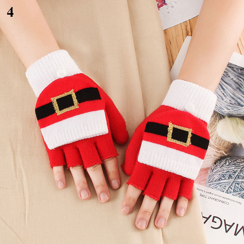 Knitted Fingerless Christmas Gloves