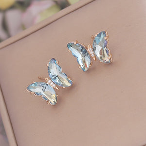 Rainbow Crystal Butterfly Stud Earrings