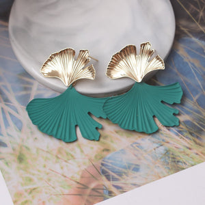 Gold Ginkgo Leaf Drop Earrings