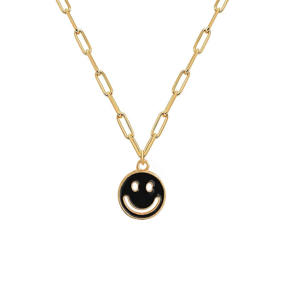 Colorful Smiley Face Pendant Necklace