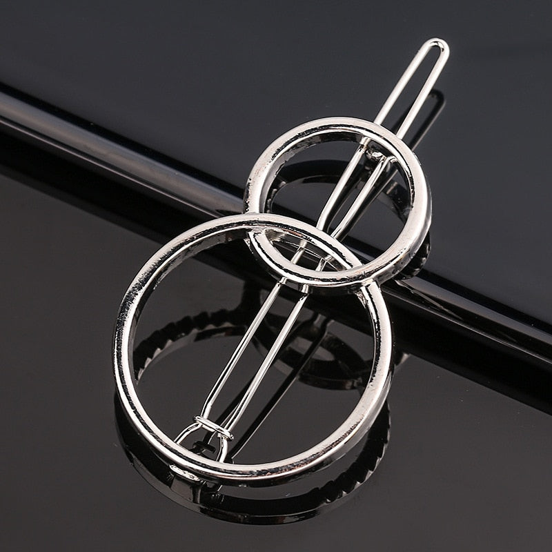 Silver Metal Geometric Hairpin