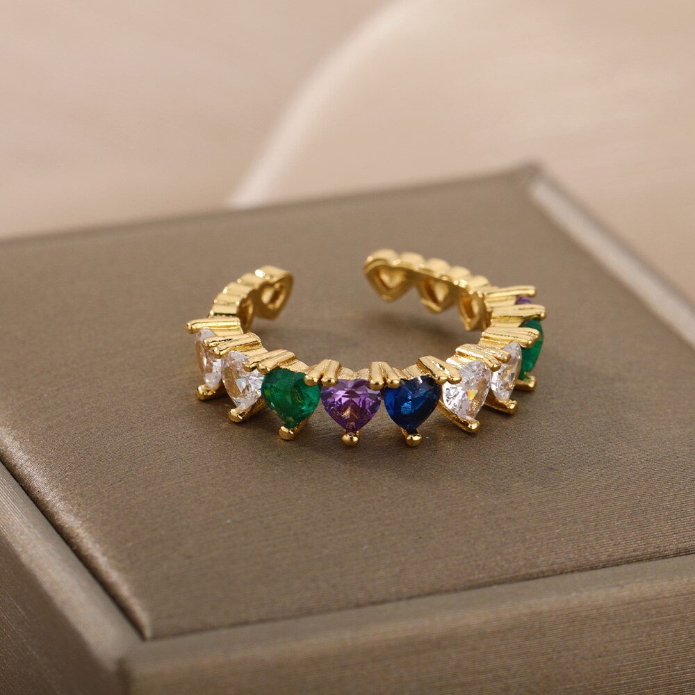 Line of Hearts Ring