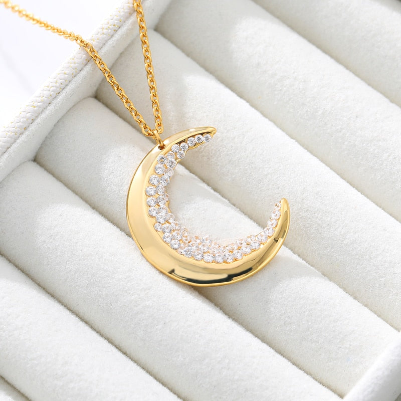 Hammered Half Moon Necklace - LEILA