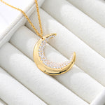Load image into Gallery viewer, Crystal Crescent Moon Necklace
