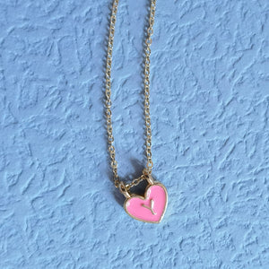 Enamel Heart Initial Necklace