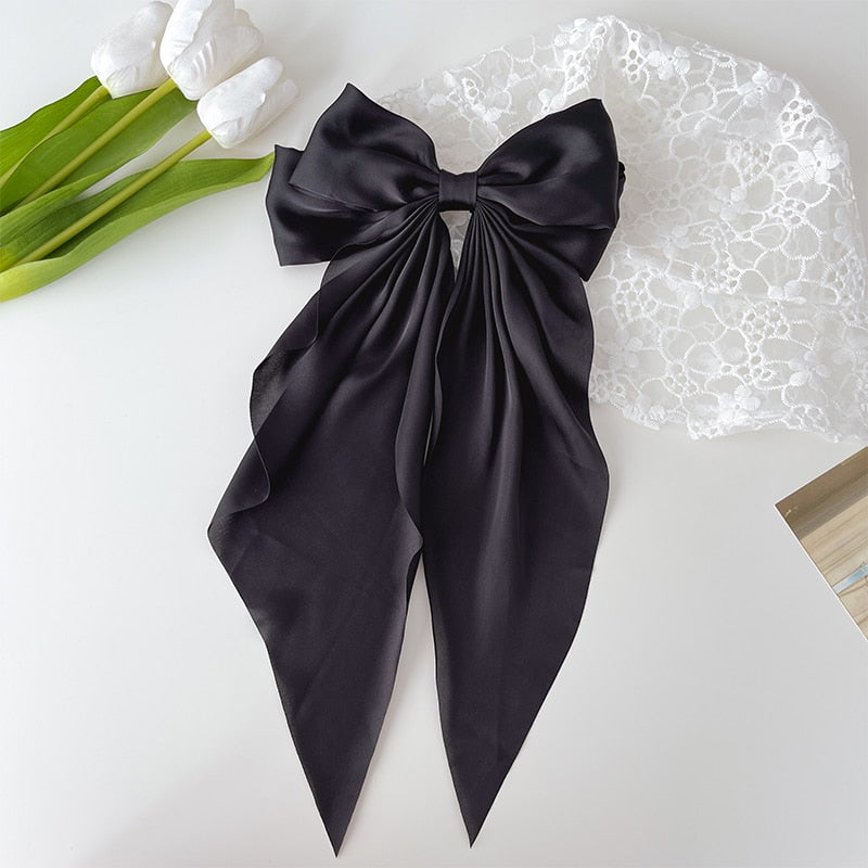 Long Satin Hair Bow