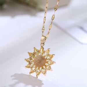 Gold Plated Sunflower Necklace