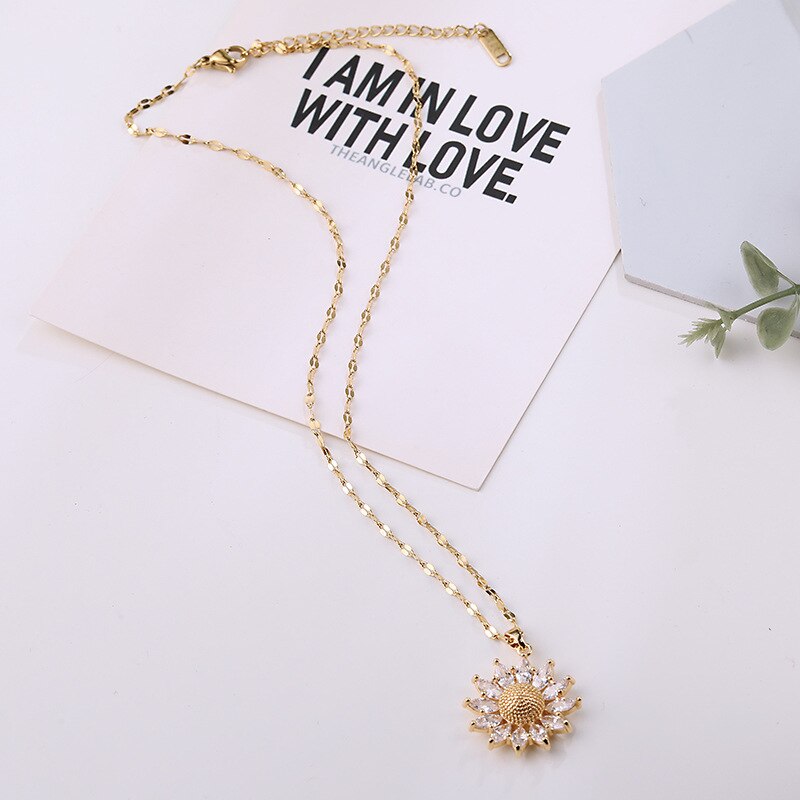 Gold Plated Sunflower Necklace