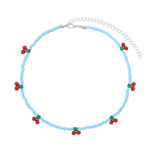 Cherry Beaded Choker Necklace