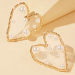 Load image into Gallery viewer, Geometric Gold Pearl Stud Earrings

