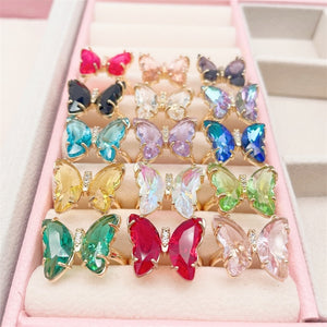 Colorful Crystal Butterfly Ring