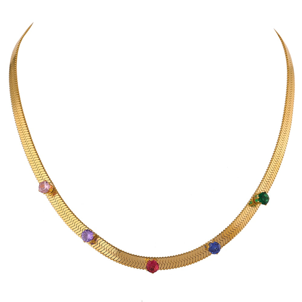 Rainbow Crystal Collar Necklace