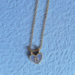 Enamel Heart Initial Necklace