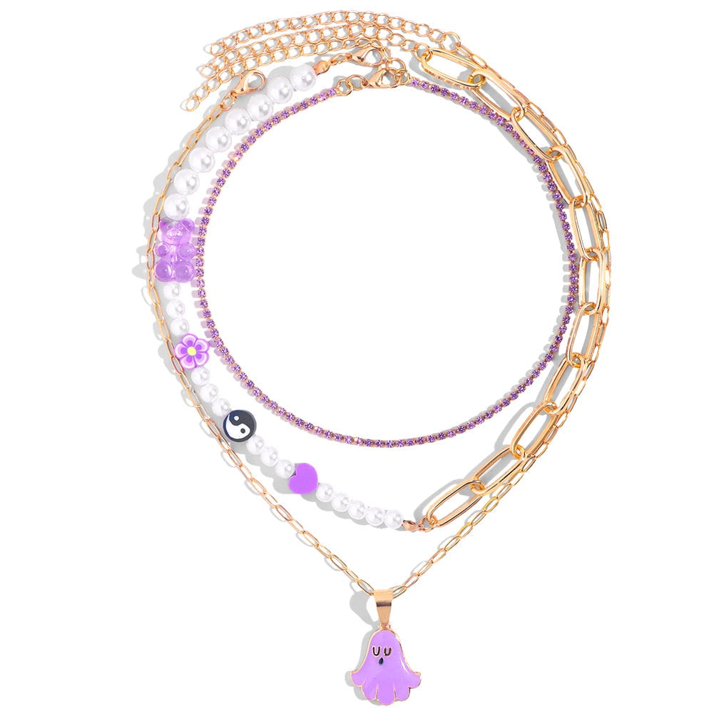 Multilayer Smiley Choker Necklace