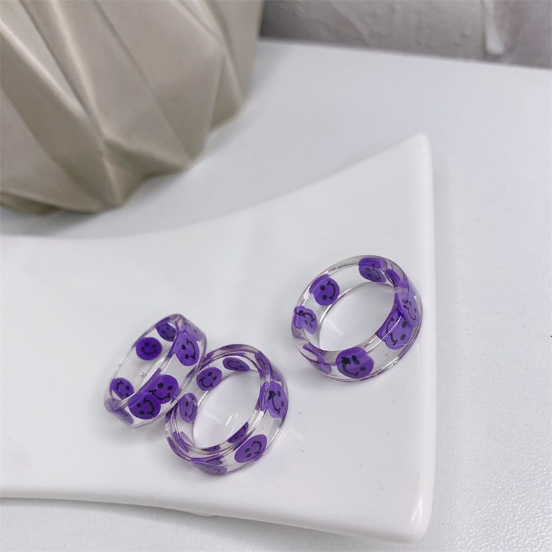 Transparent Acrylic Smiley Ring